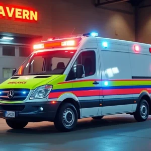 New ambulance EC13 of the Lexington Fire Department at Fire Station 16.