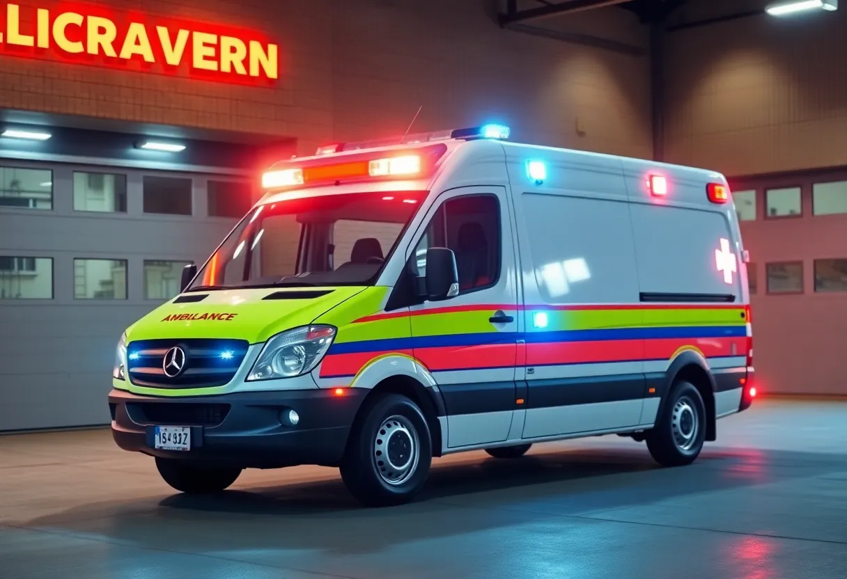 New ambulance EC13 of the Lexington Fire Department at Fire Station 16.