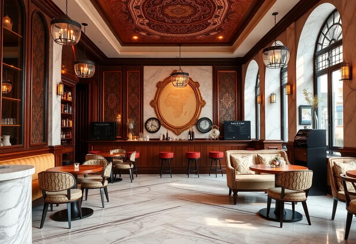 Cozy interior design of Shibam Coffee featuring luxurious elements