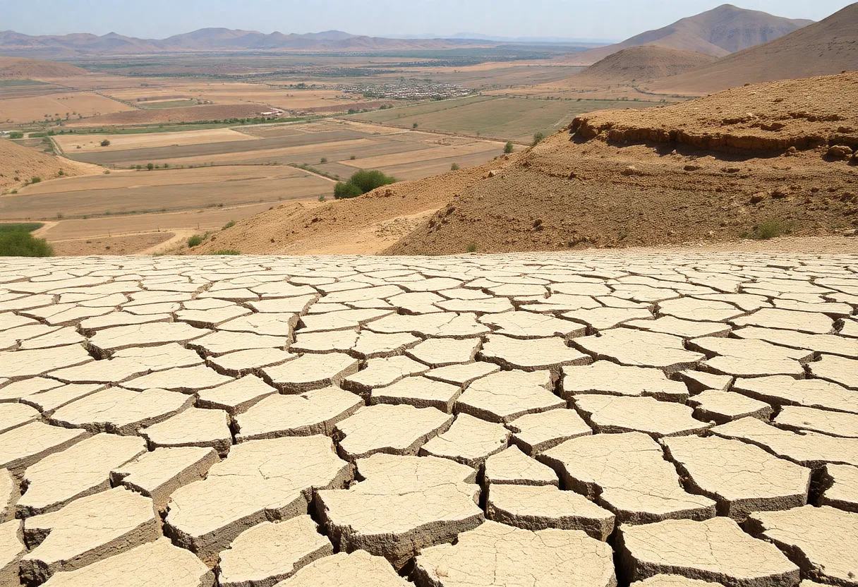 Dry reservoir in Tekirdag illustrating severe drought conditions