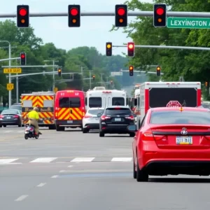 Traffic jam on Alumni Drive following a three-car crash