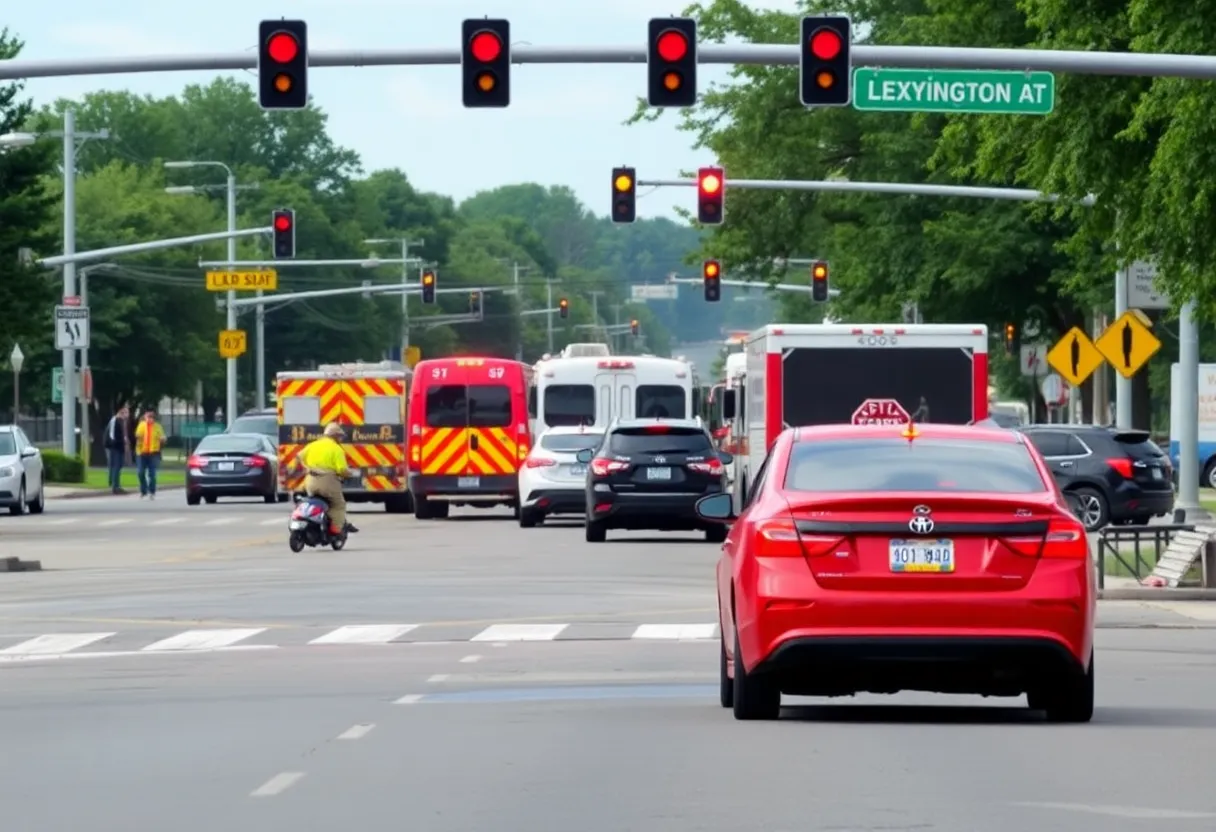 Traffic jam on Alumni Drive following a three-car crash