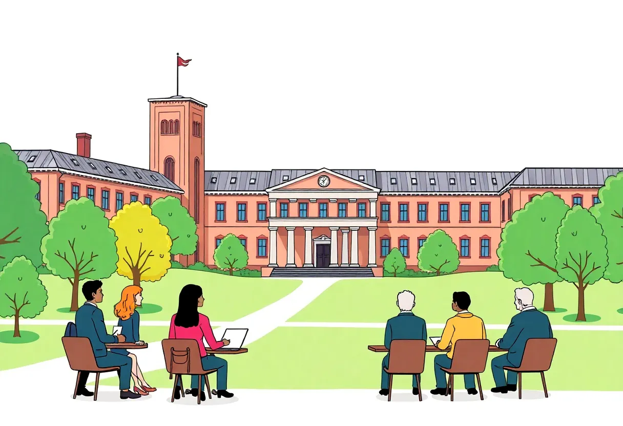 Illustration depicting university governance discussions