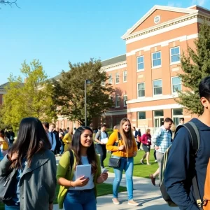 Diverse students on the University of Kentucky campus during the new semester