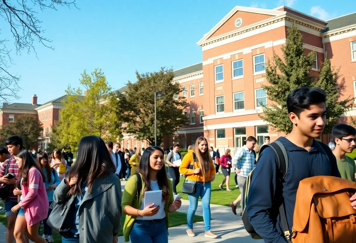 Diverse students on the University of Kentucky campus during the new semester