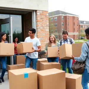 Students moving into dorms at the University of Kentucky.