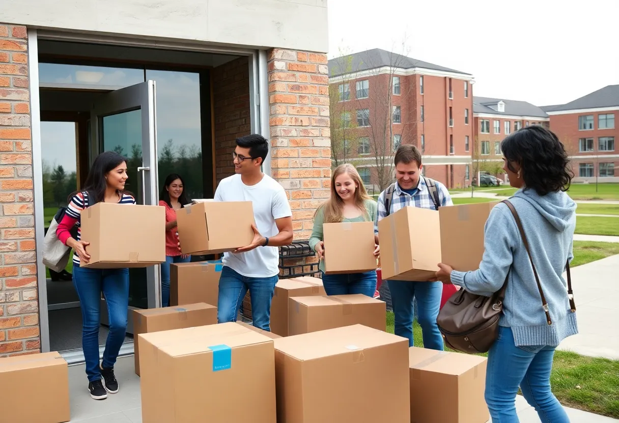 Students moving into dorms at the University of Kentucky.