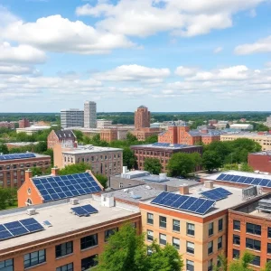 Solar panels on urban buildings in Lexington-Fayette County