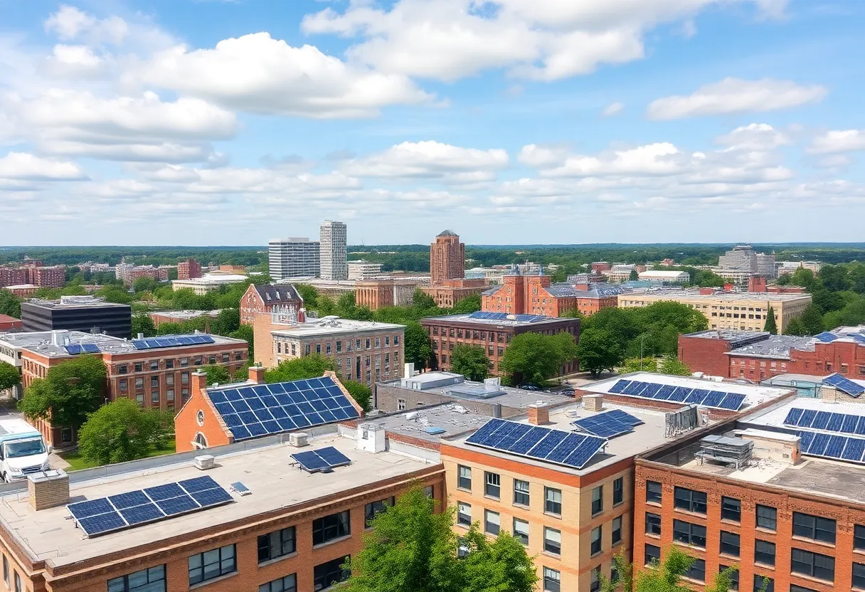 Solar panels on urban buildings in Lexington-Fayette County