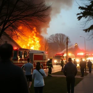 Emergency responders at the scene of a structure fire in Winchester, Kentucky