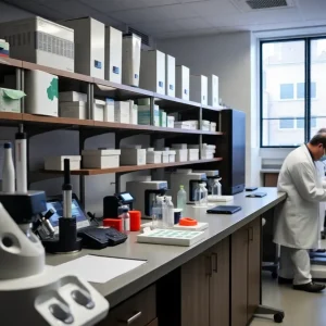 Laboratory equipment in an academic setting focusing on ethical testing practices.