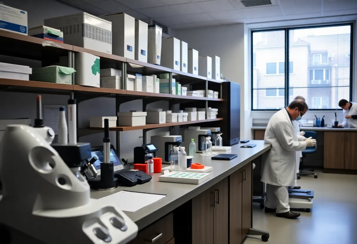 Laboratory equipment in an academic setting focusing on ethical testing practices.