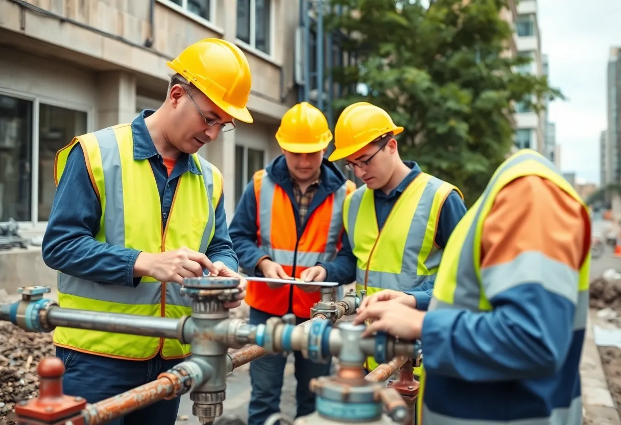 Engineers building a water treatment system in Asheville