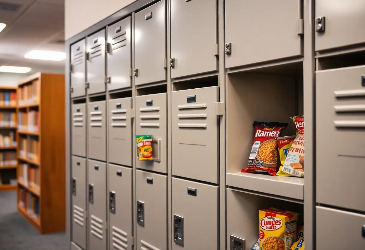 Food lockers at the Big Blue Pantry in the University of Kentucky's library