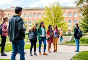 Students and professors discussing academic freedom on campus