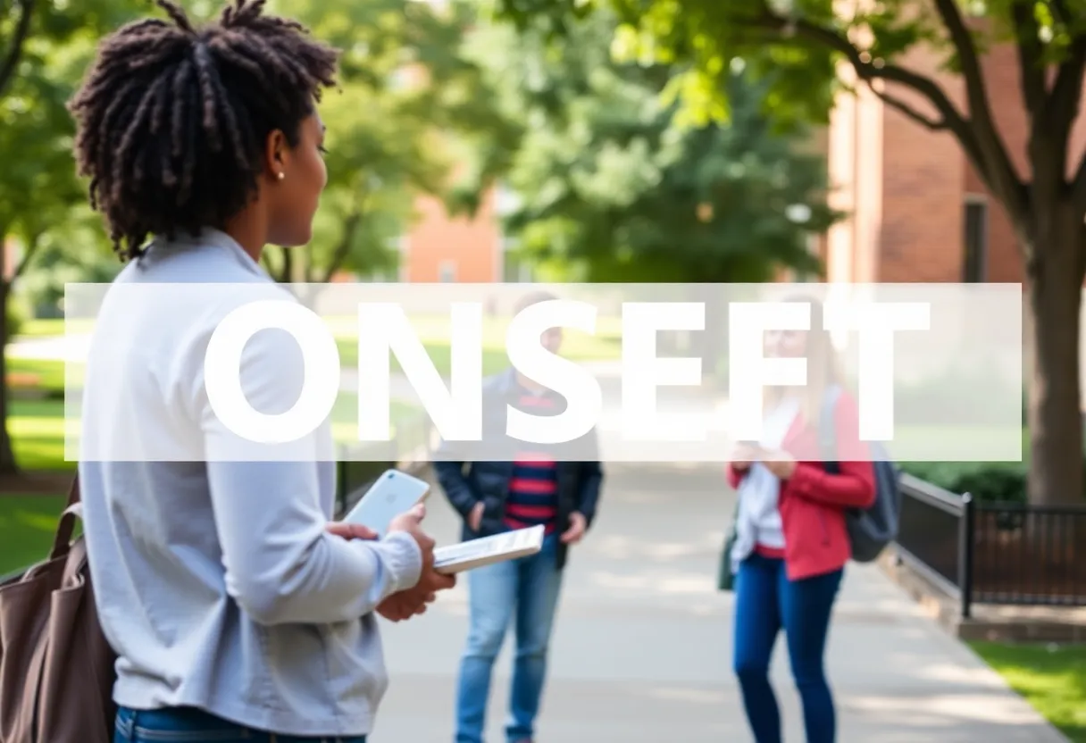 Students discussing safety awareness on campus