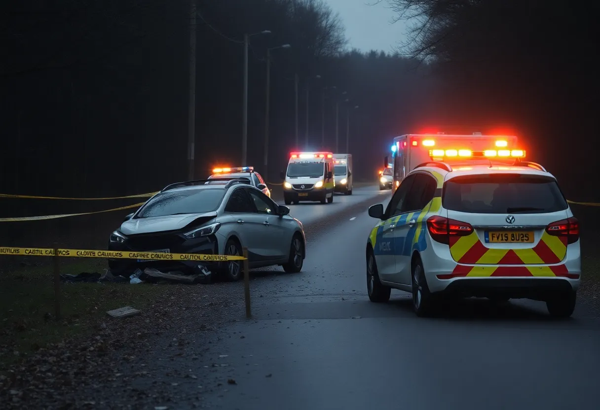 Emergency responders at the site of a tragic car accident