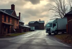 Damaged buildings at Castle & Key Distillery