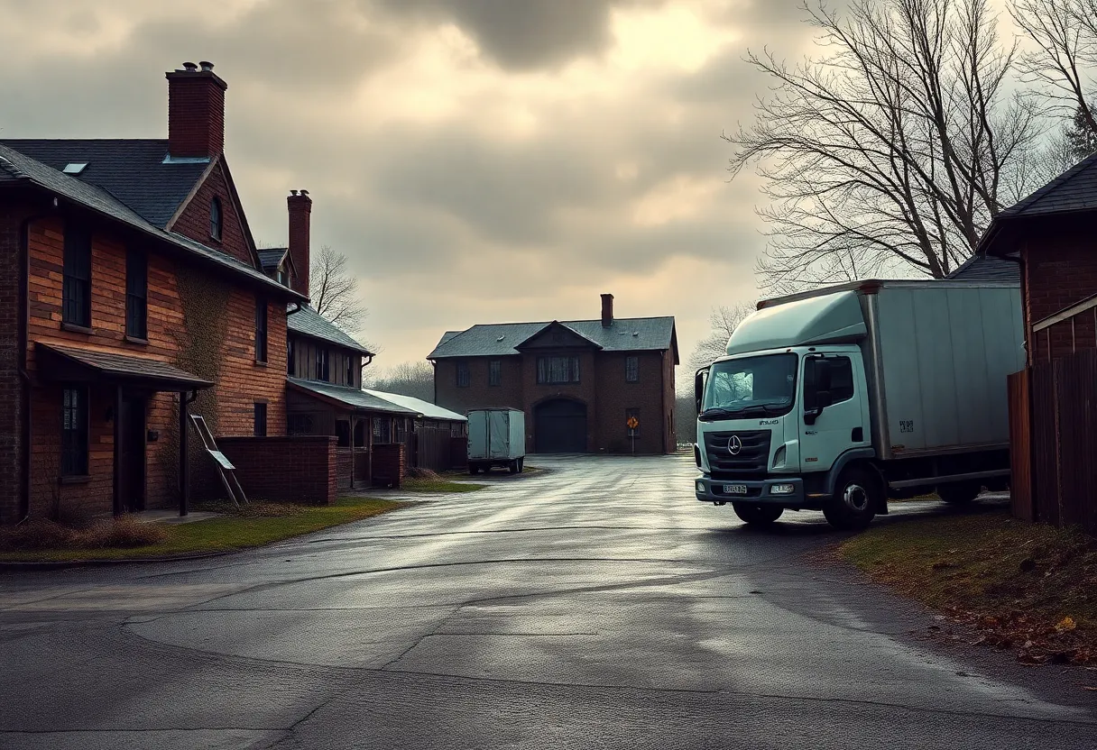 Damaged buildings at Castle & Key Distillery