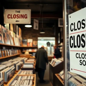 CD Central record store closing sign