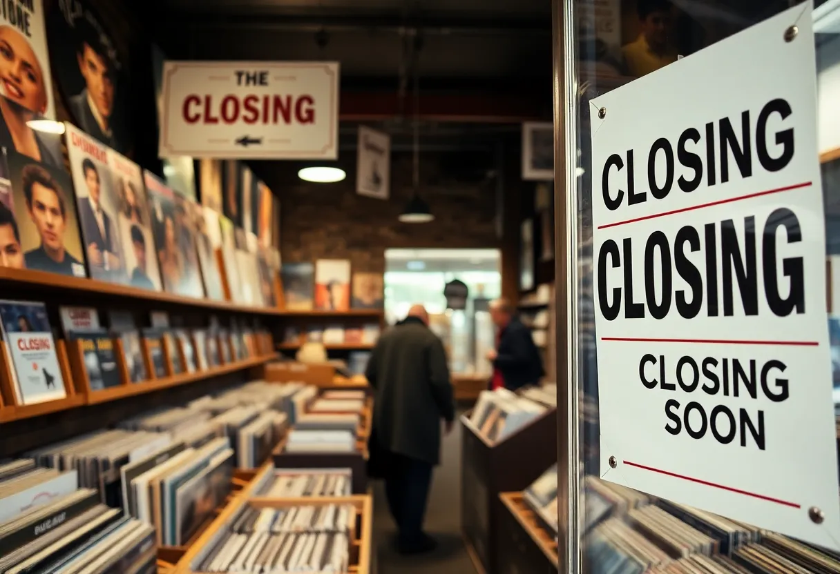 CD Central record store closing sign