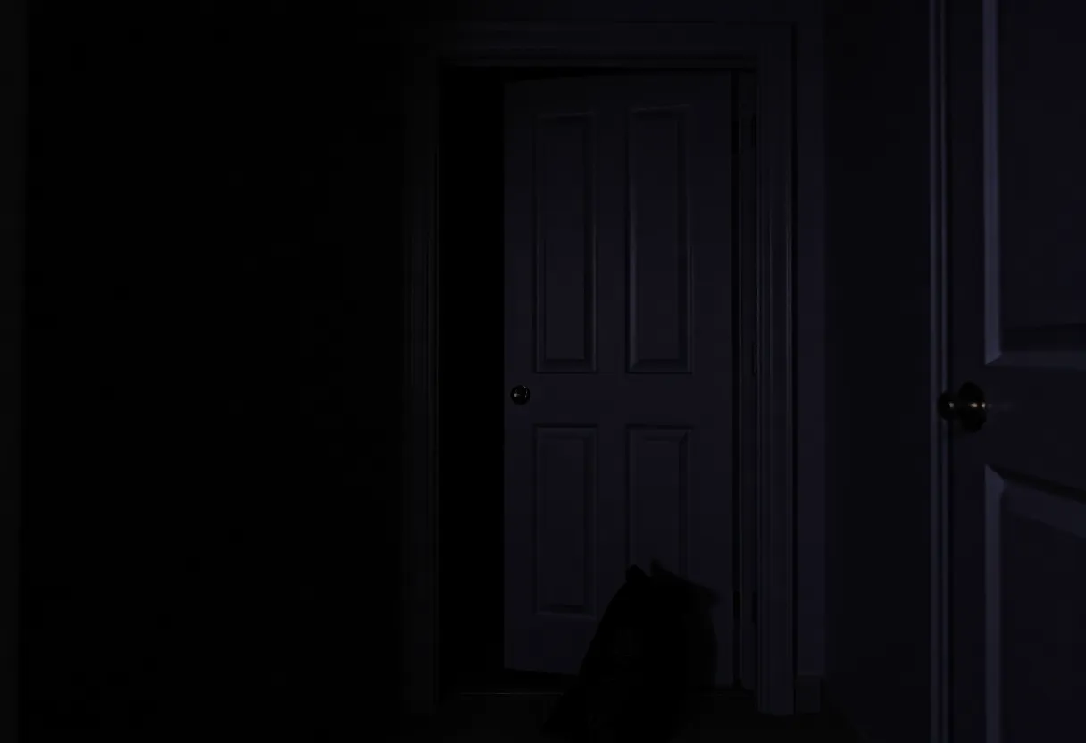 Closet with trash bag reflecting a serious incident