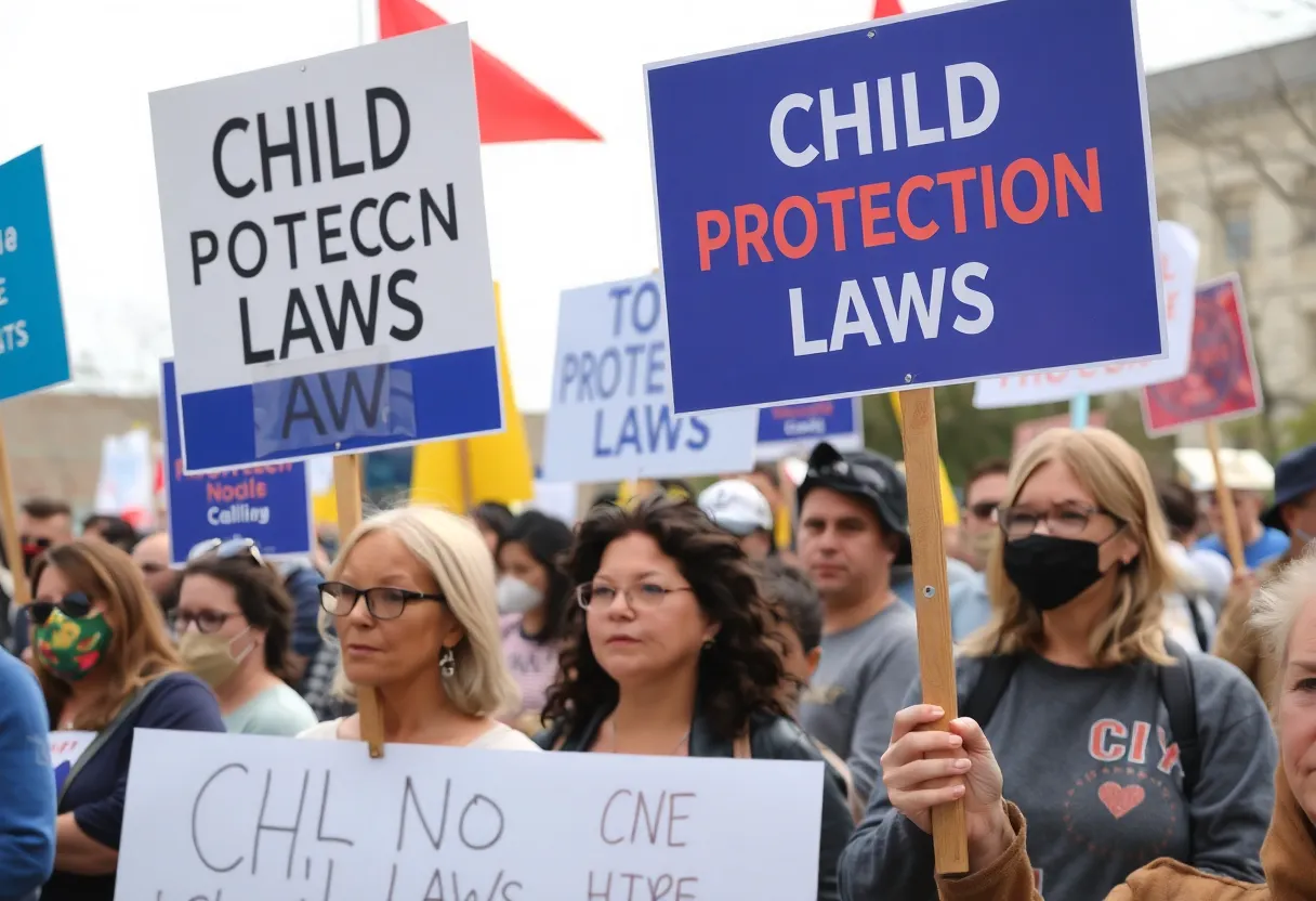 Community members rallying for child protection reforms