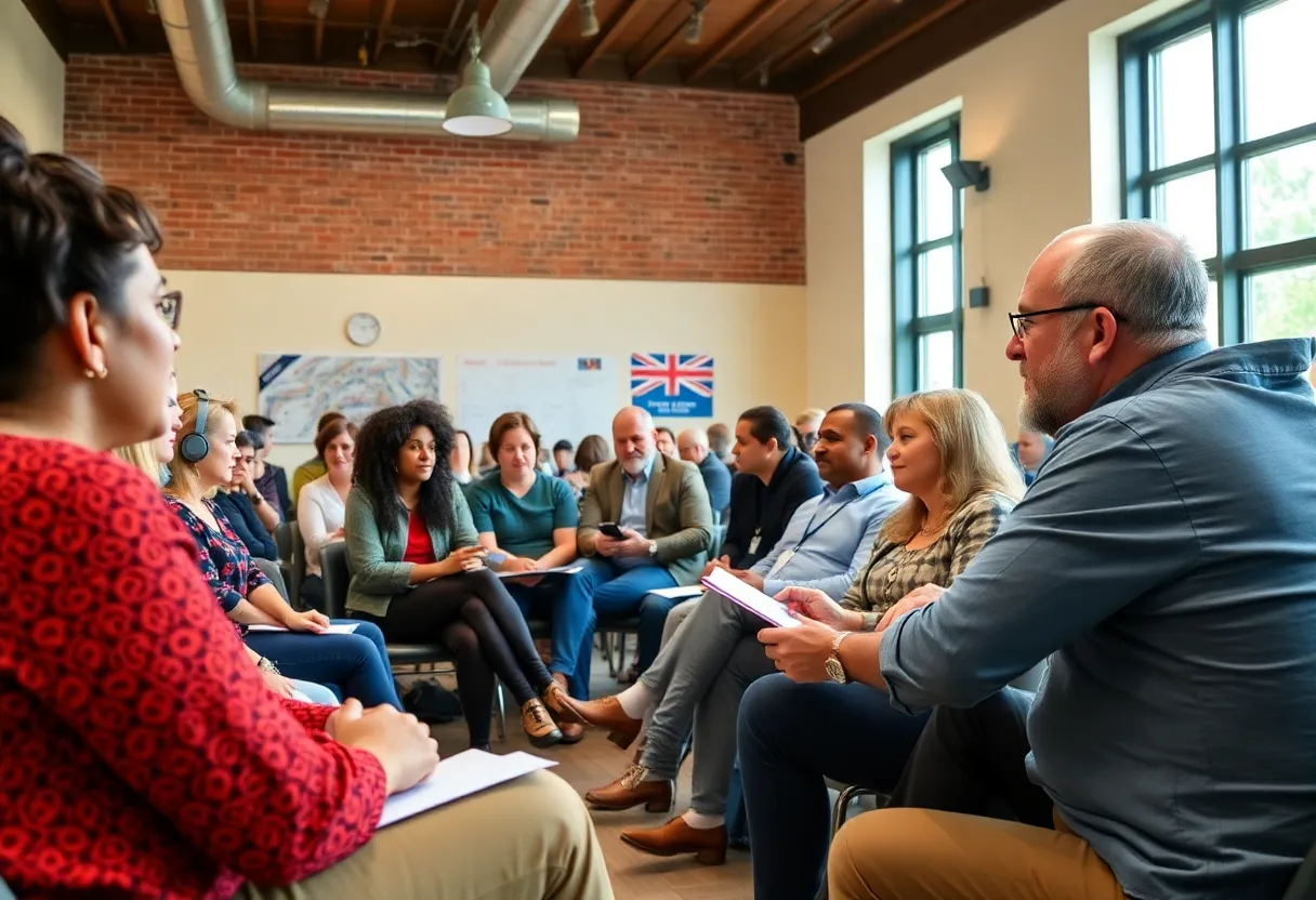 Community members participating in a civic engagement meeting