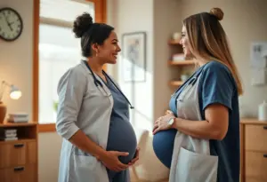 Pregnant woman discussing acetaminophen use with healthcare professional