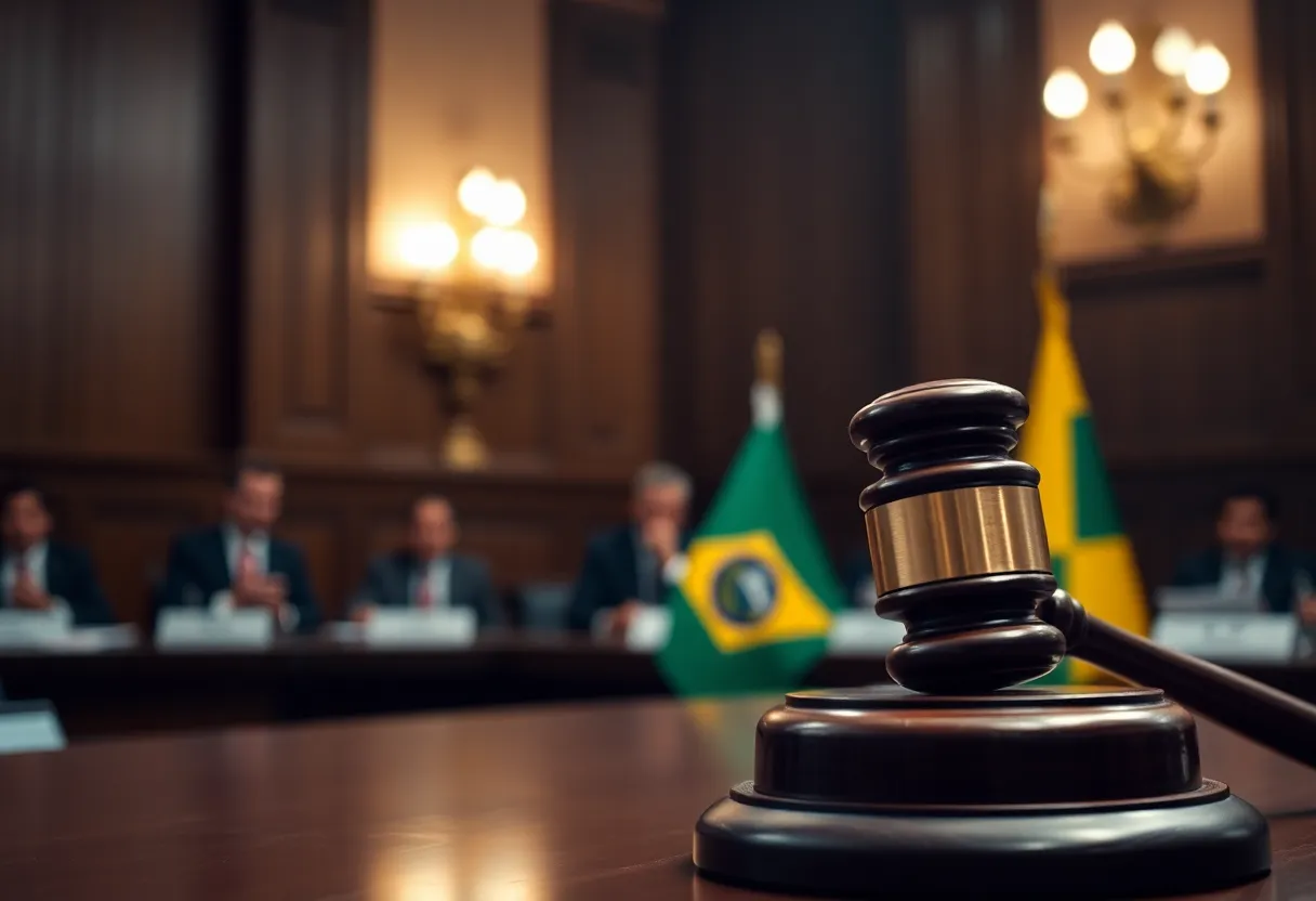 Courtroom scene representing Bolsonaro's coup sentencing