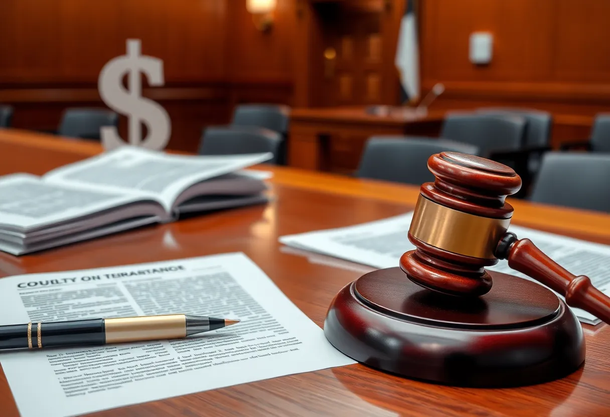 Courtroom scene representing an investigation
