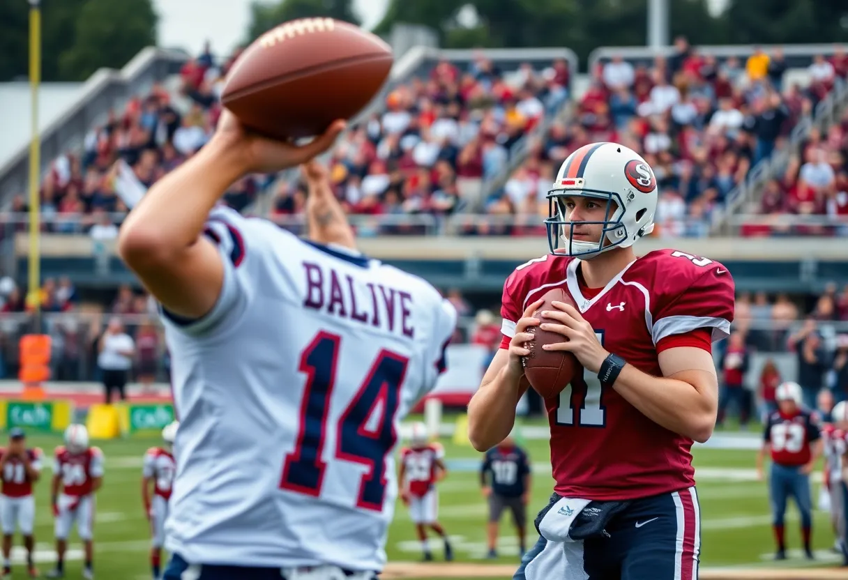 Kentucky quarterback preparing to throw the football