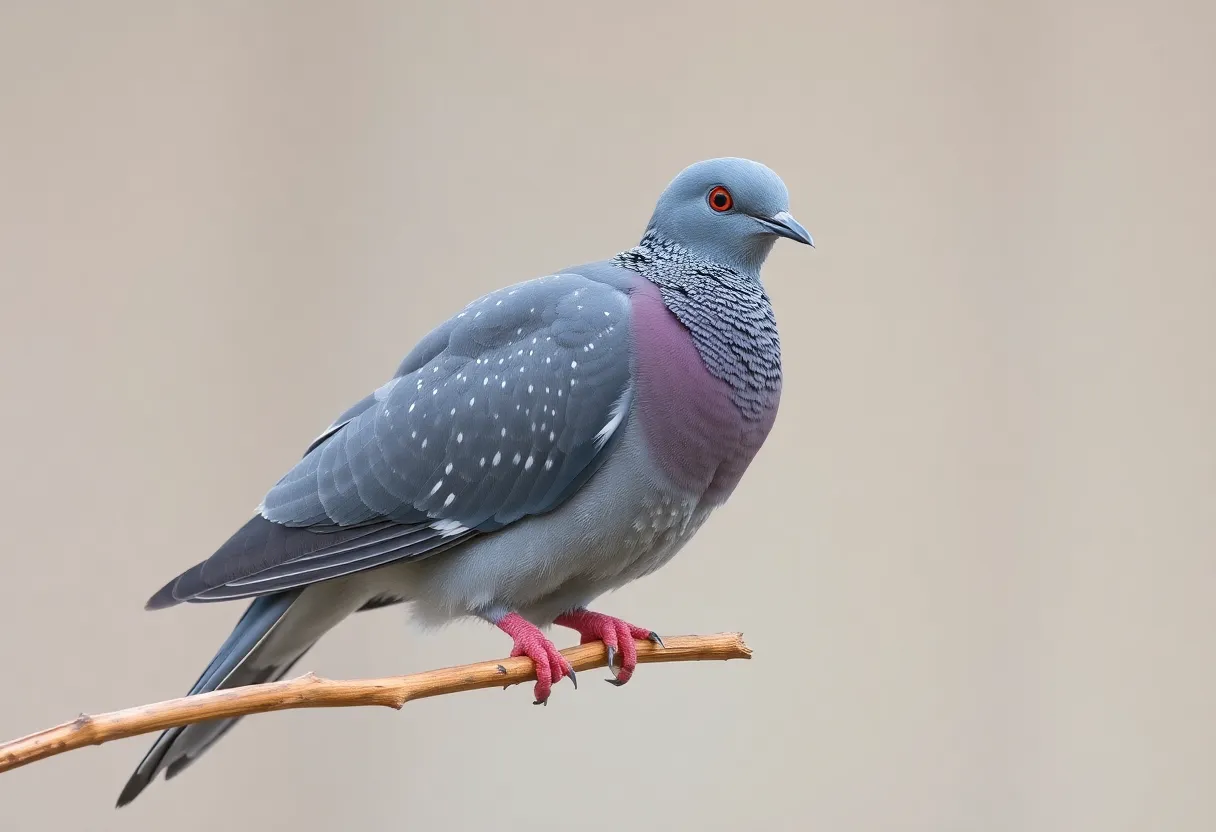 A beautiful diamond dove showing its unique features.
