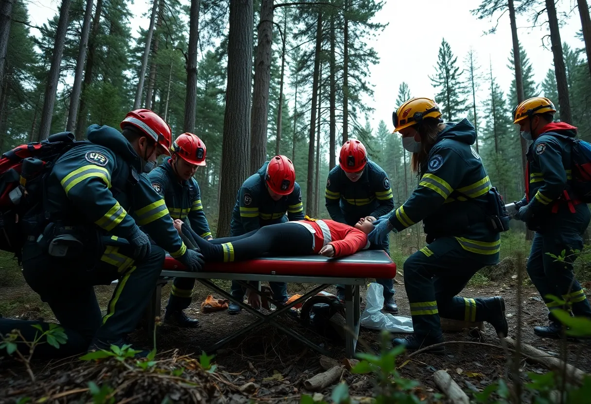 Paramedics providing life-saving care in an outdoor setting