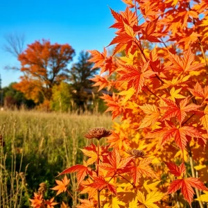 Scenic view of Lexington in fall with ragweed plants