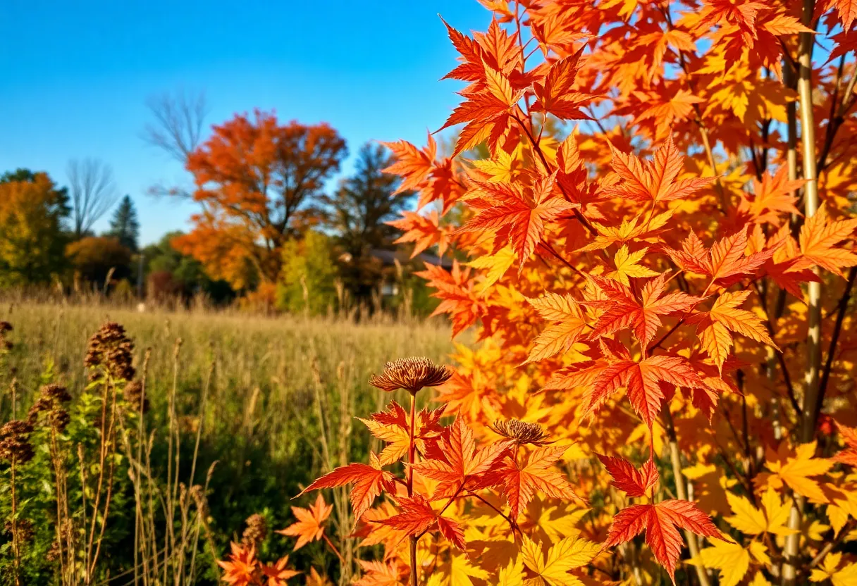 Scenic view of Lexington in fall with ragweed plants