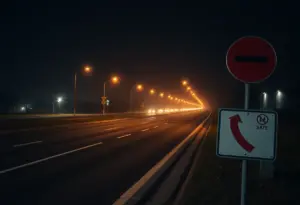 Scene of a deserted road highlighting road safety