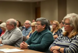 Community members discussing Fayette County Public Schools budget issues