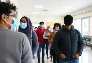 People attending a free flu shot clinic in Fayette County
