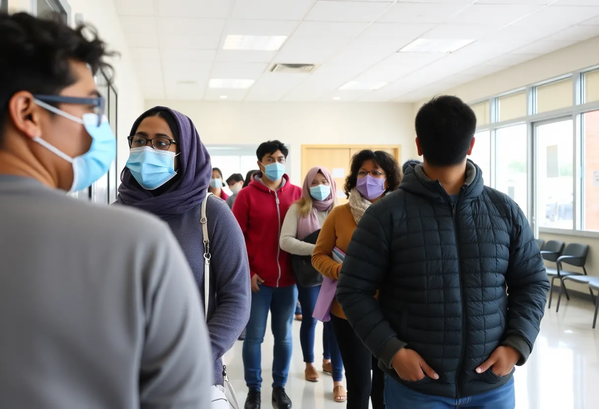 People attending a free flu shot clinic in Fayette County