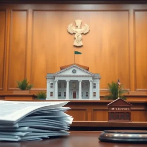 Courtroom illustration representing Fayette County Public Schools lawsuit