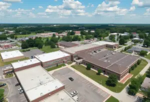 Aerial view of Fayette County Public Schools in financial scrutiny