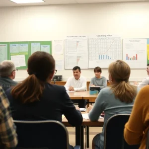 Discussion during the Fayette County School Board meeting about budget shortfall.