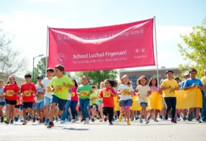 Participants celebrating at the fundraising event for school lunch debt