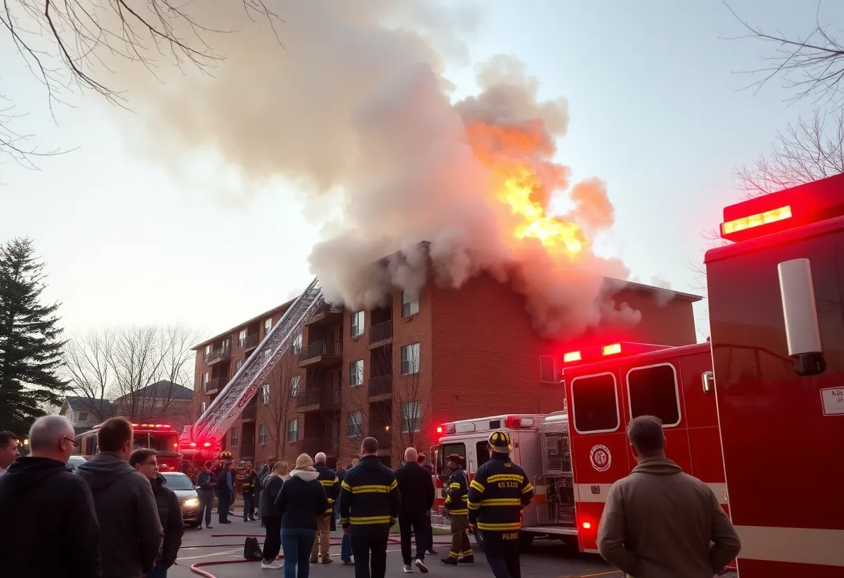 Firefighters battling an apartment fire in Lexington