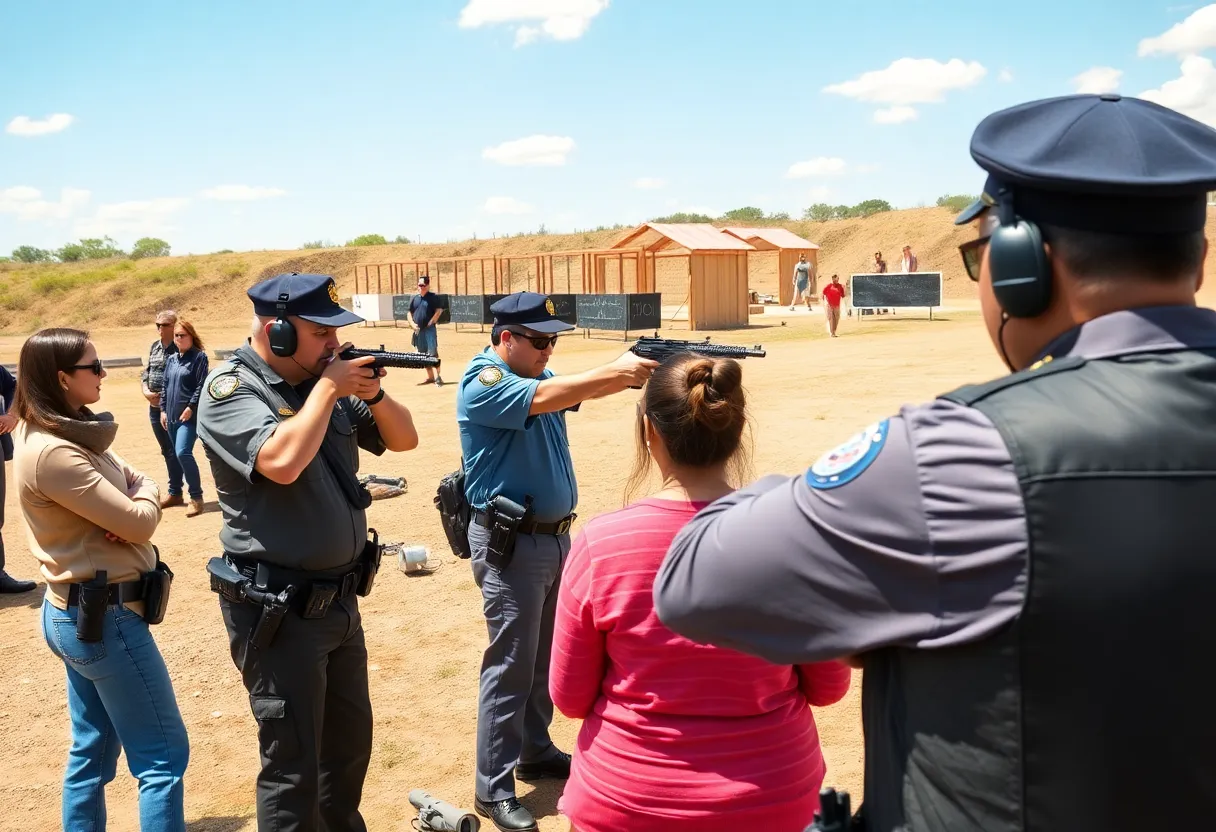Participants at the Georgetown shooting competition engaging in shooting activities with law enforcement officers.