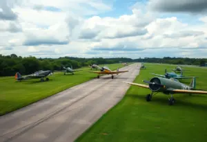 Historical image of Halley Field showcasing vintage 1920s aircraft.