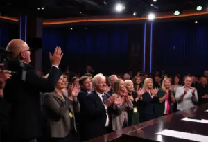 Audience applauding during Jimmy Kimmel's return to his show.