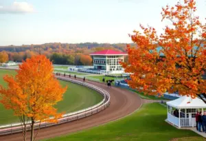 Horses racing at Keeneland racecourse during the Fall Meet
