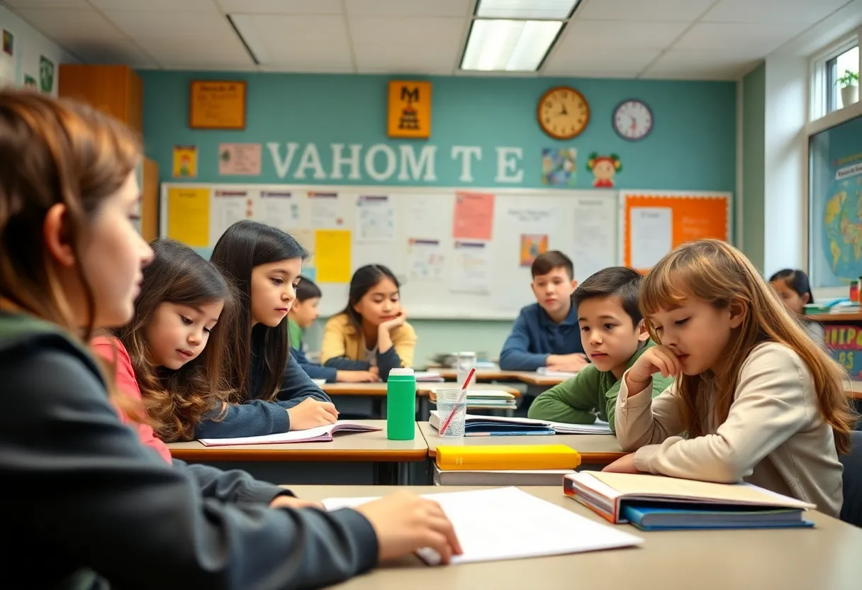 Students actively engaged in a classroom in Kentucky.